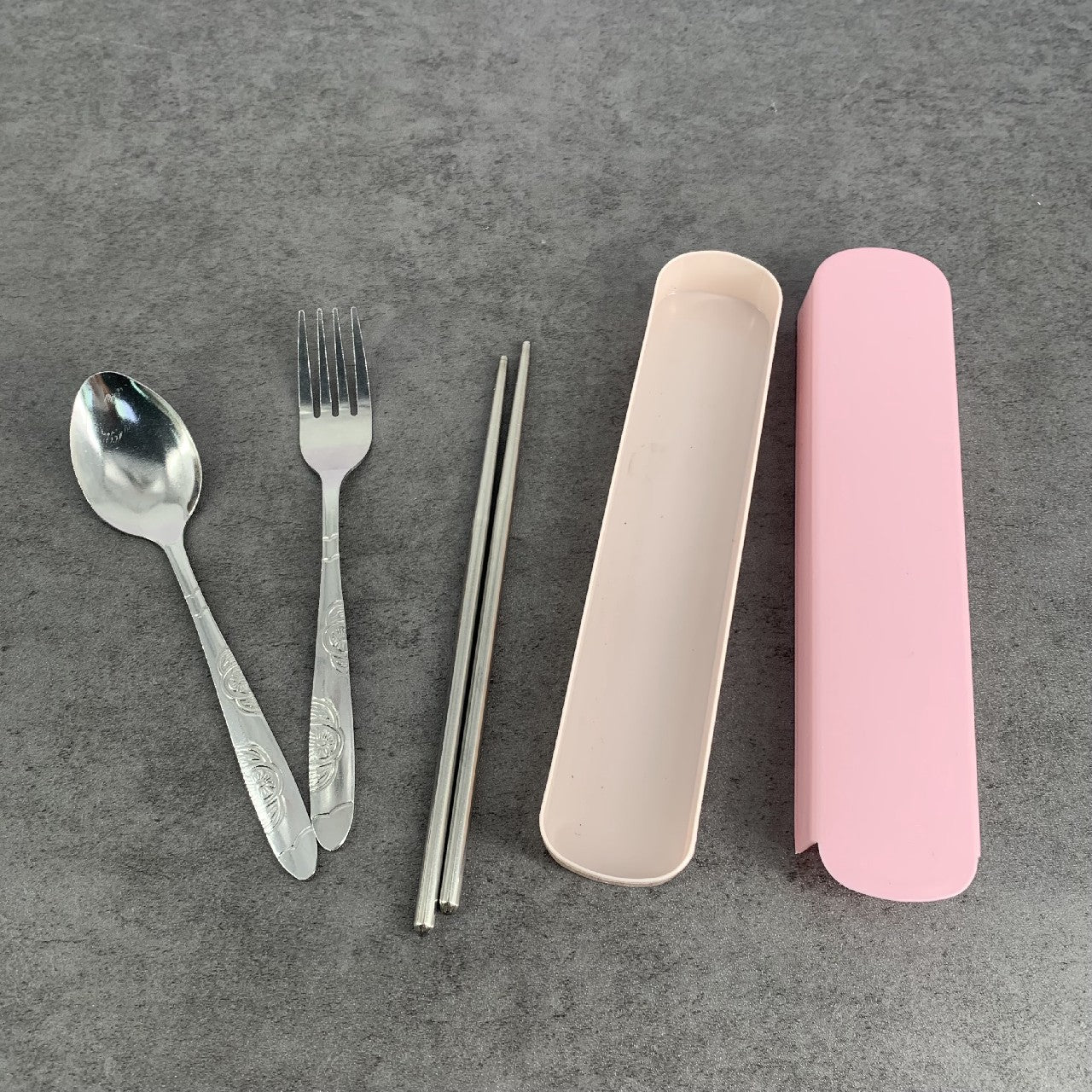 LUFINIKA Portable Cutlery Set 3 Sets Reusable Stainless Steel Tableware In Pink