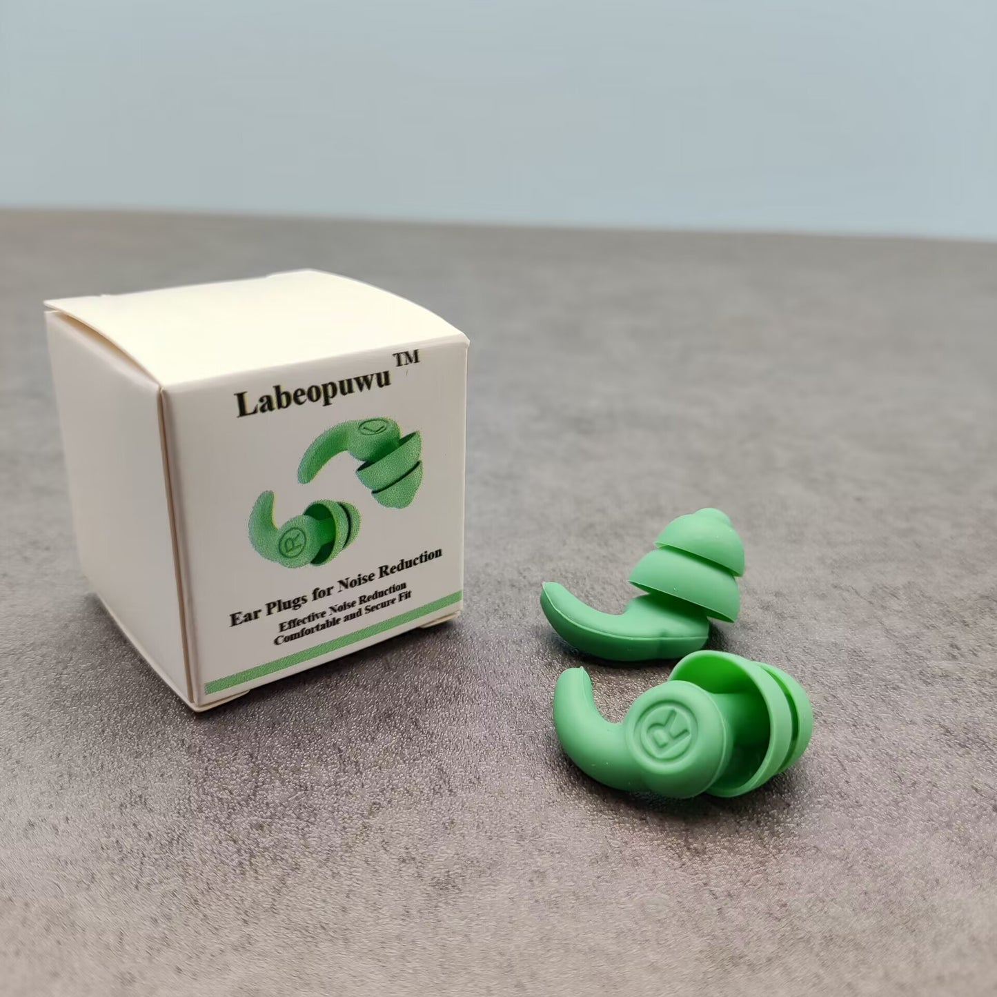 Labeopuwu Green Silicone Ear Plugs for Noise Reduction for Sleep, Study, Work