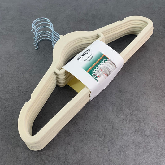 HLWQJJ 10 Pcs High-Grade Flocking Hanger Magic Hanger Seamless Non-Slip Adult Plastic Hanger