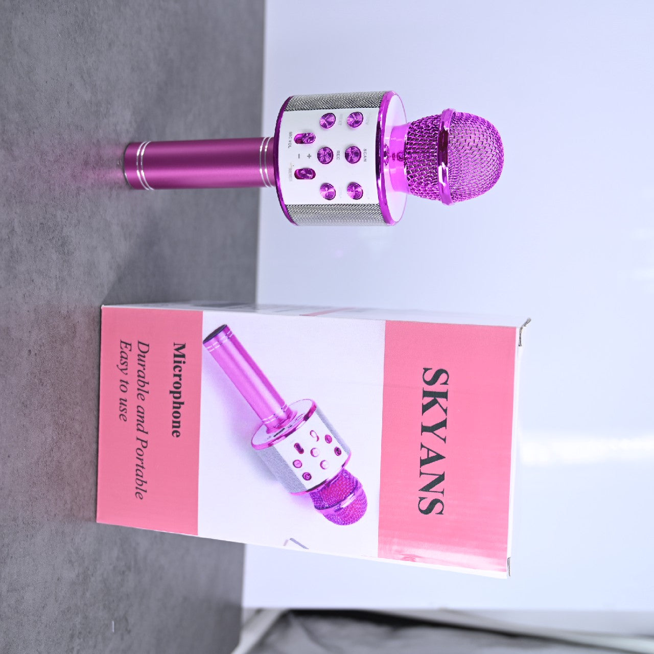 SKYANS Microphone for Singing Portable Wireless Bluetooth Karaoke Microphone for Adults In Pink