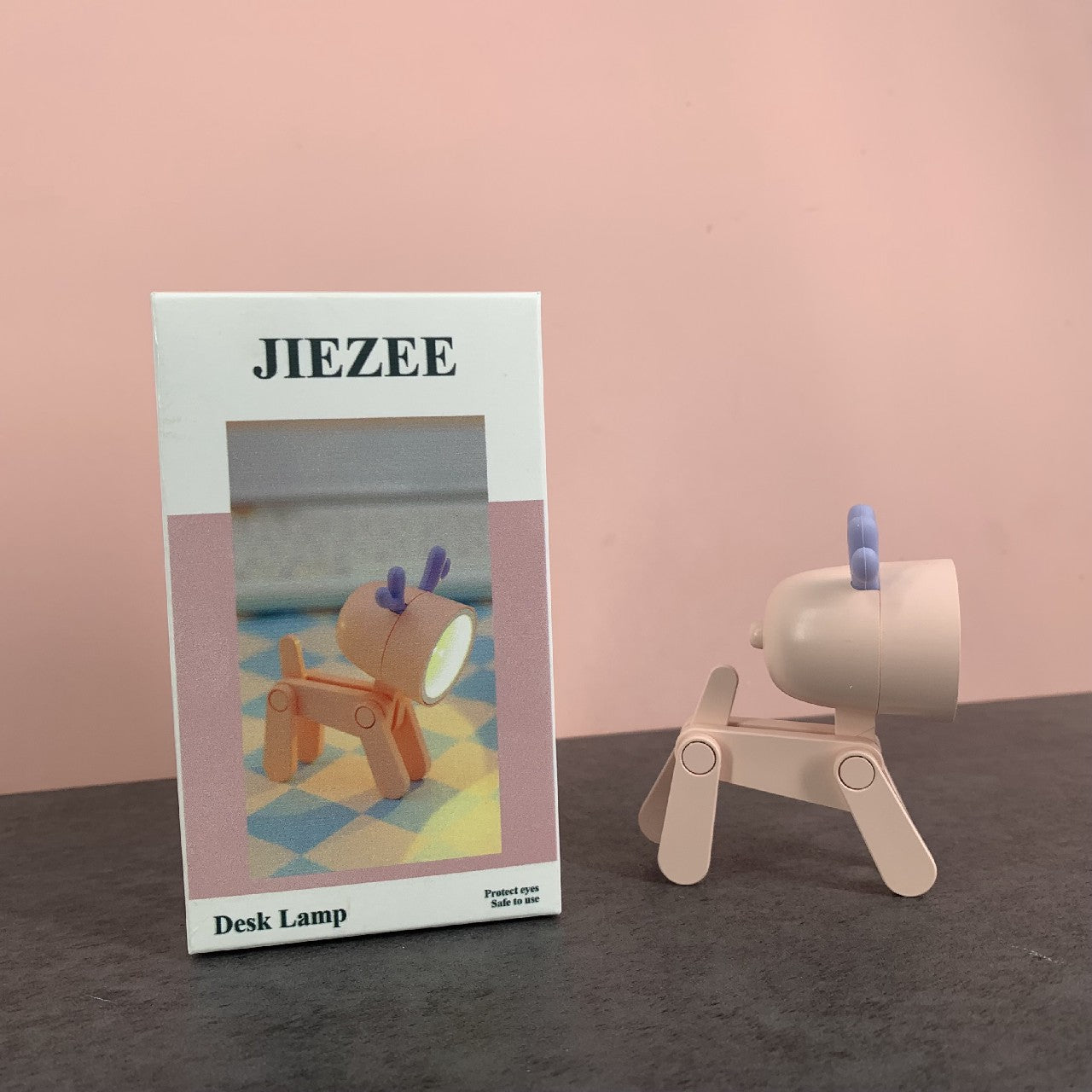 JIEZEE Pink Cartoon Cute Mini Desk Lamp for Home Office