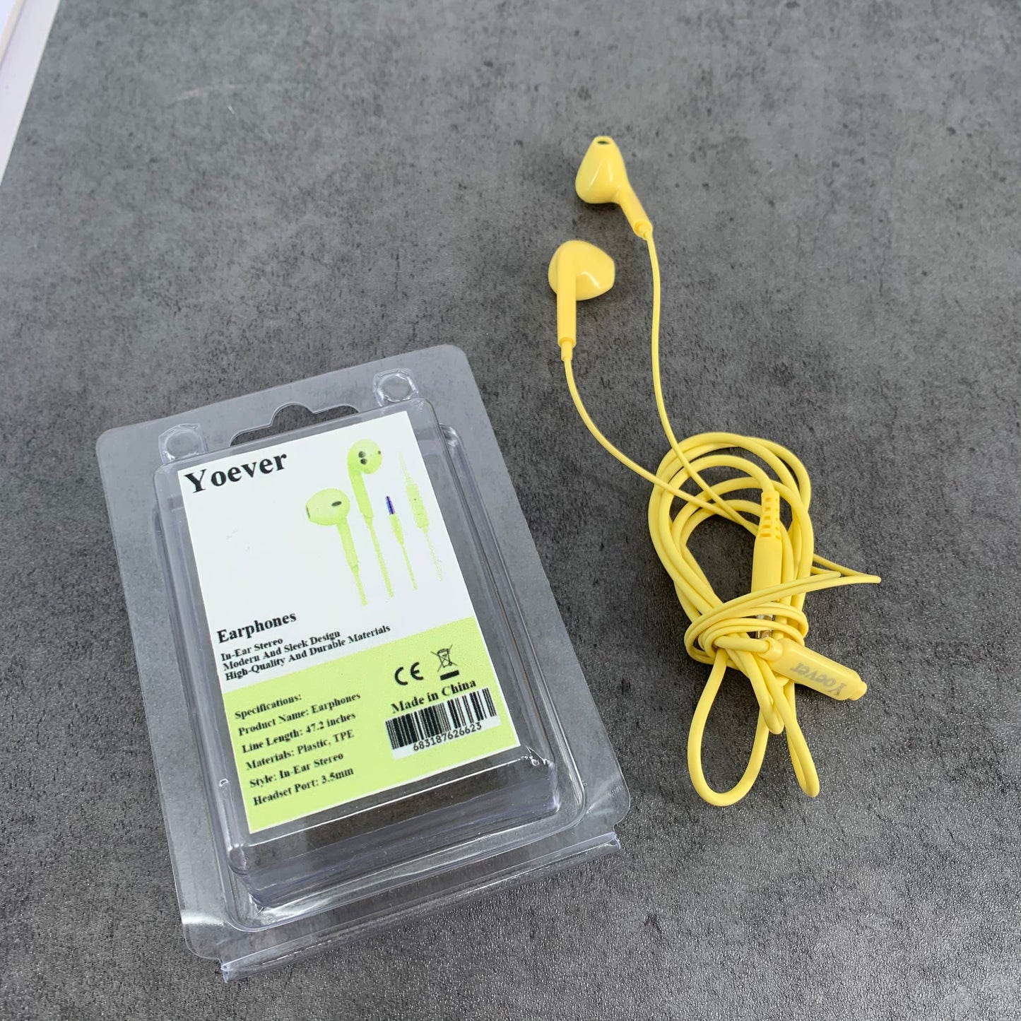 Yoever Blue 3.5mm Jack Wired Earphones with Microphone, Yellow