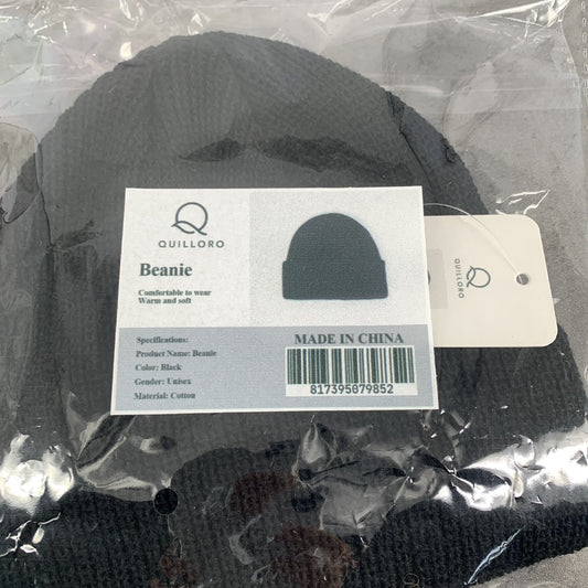 Quilloro Warm Winter Knit Hats Beanie Hats In Black for Men Women Teenage