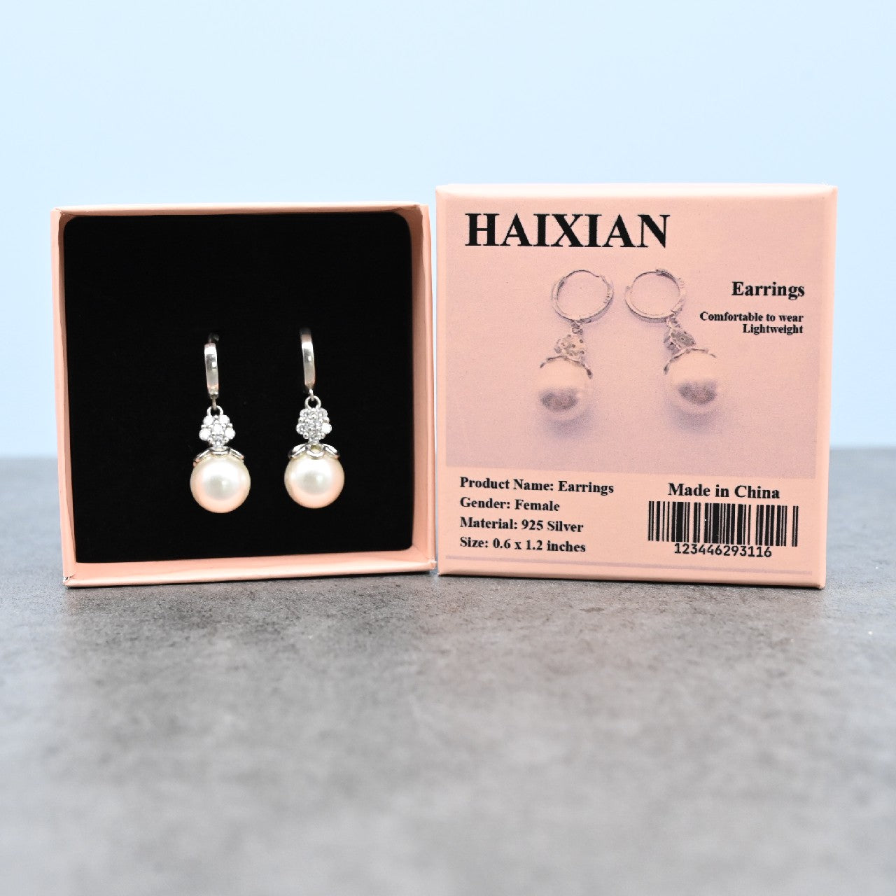 HAIXIAN 925 Sterling Silver Pearl Earrings Hypoallergenic Pearl Drop Earrings
