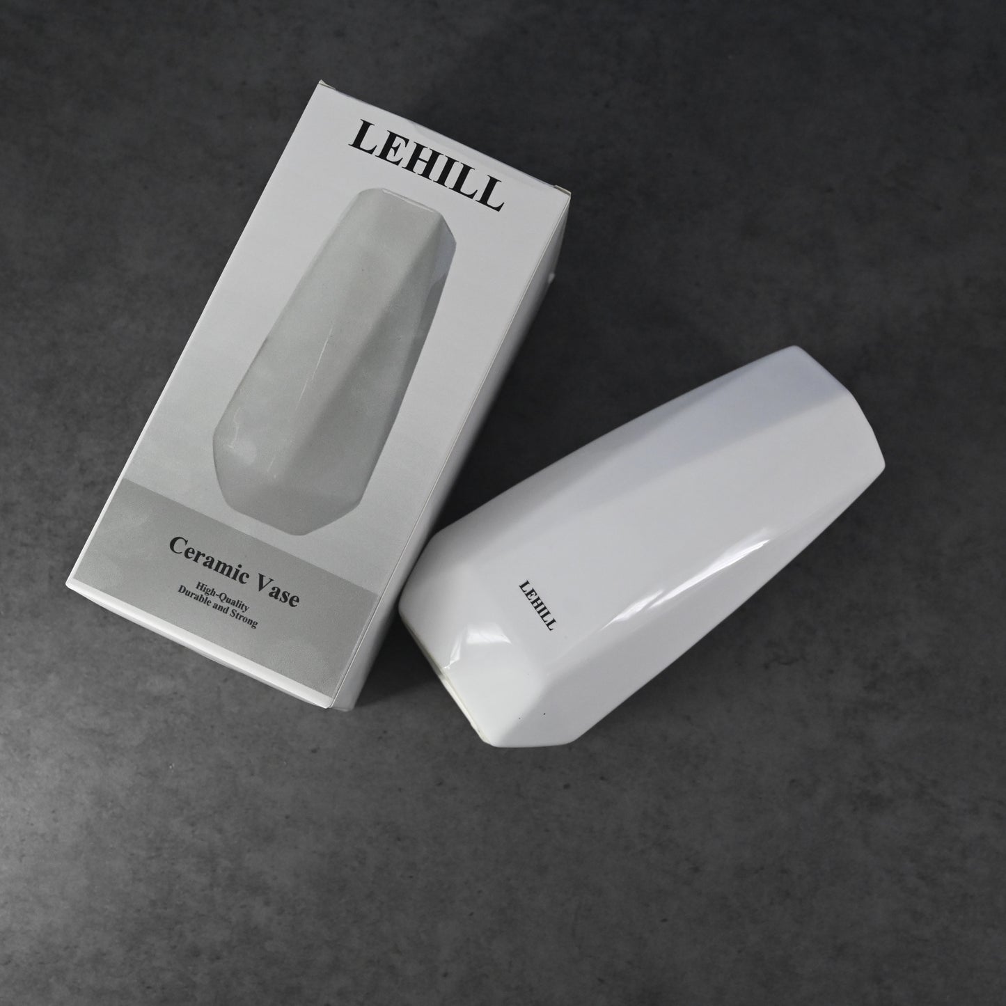 LEHILL White Ceramic Vase, Simple Design Vase, Suitable for Bedroom Living Room Dining Table Decoration