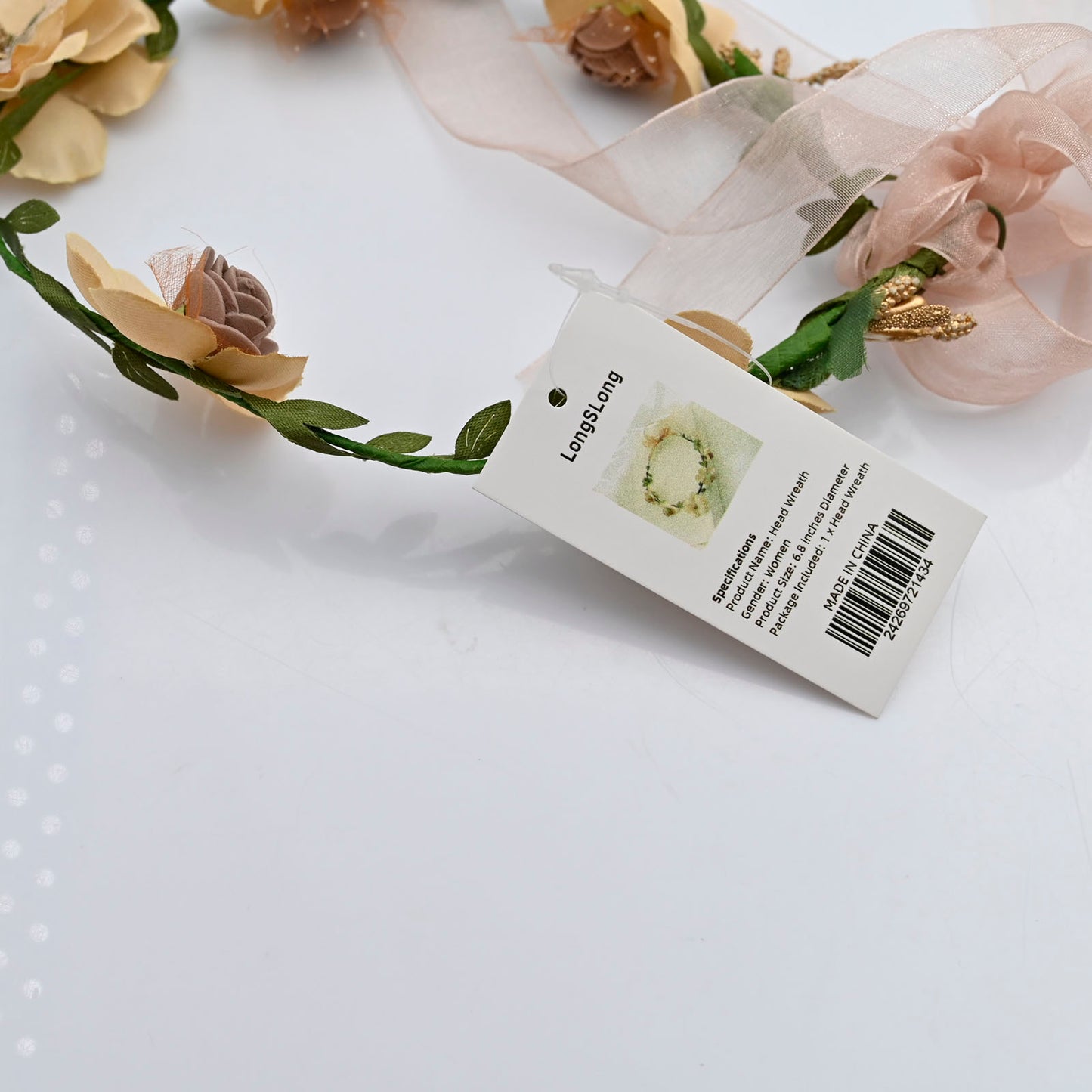 LongSLong Flowers Wreath Festival Headband Women Hair Accessories Girl Floral Garland Wedding Floral Headwear