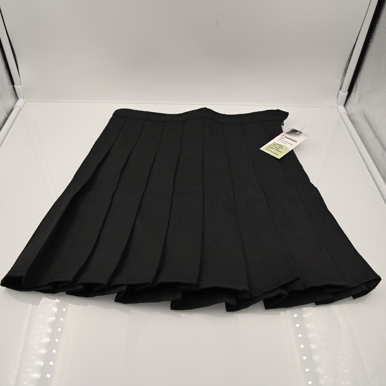 Camlinbo Black Pleated Skirt for Women, Polyester, High-Waisted and Flared Hem