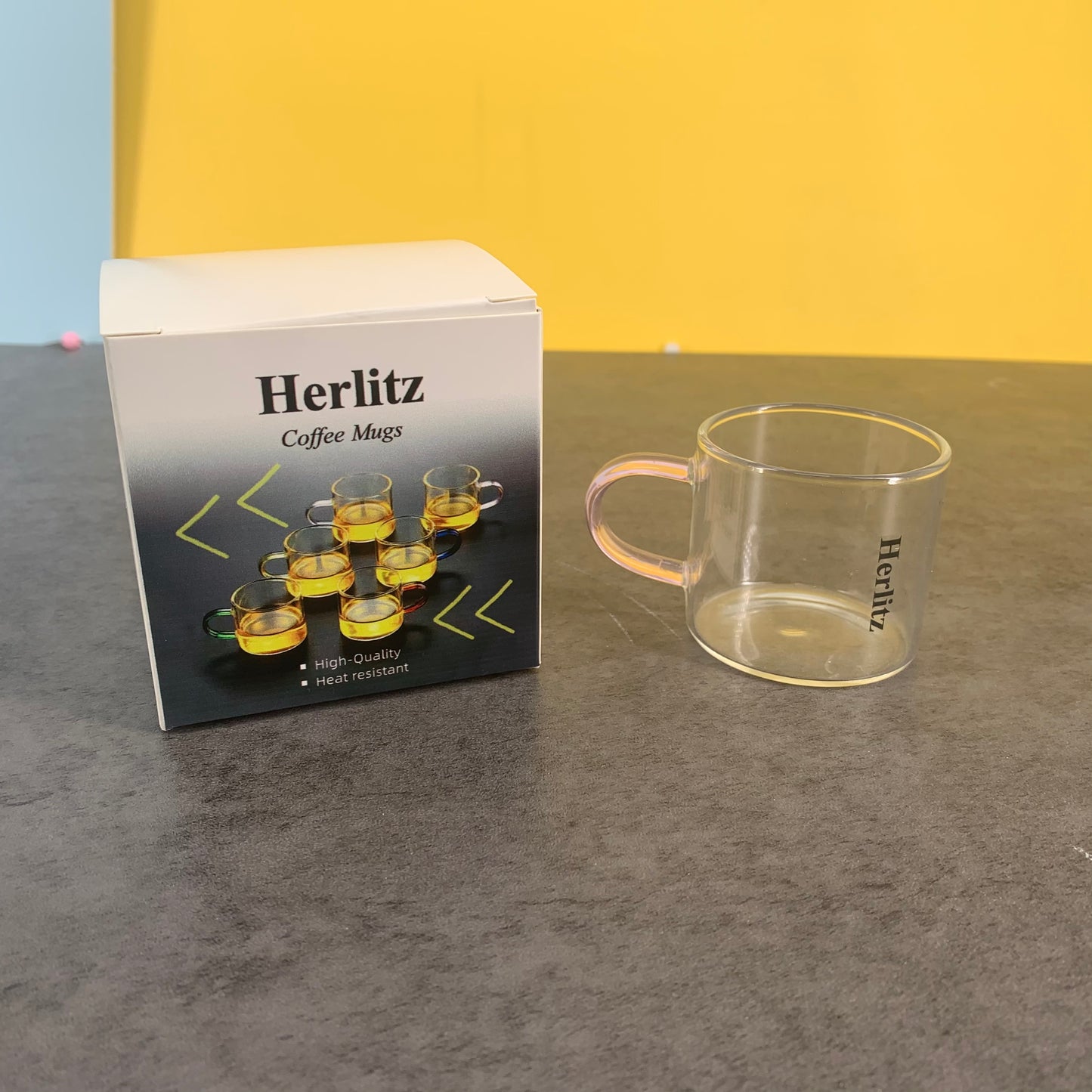 Herlitz Heat-resistant Glass Tea Set Color Handle Tea Cup Elegant