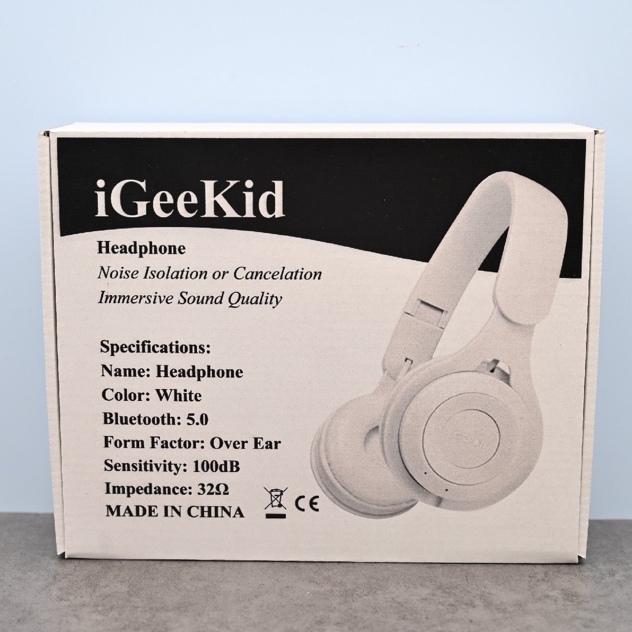 iGeeKid Headphones Wireless Bluetooth Headphones with Micro SD Card Slot, White