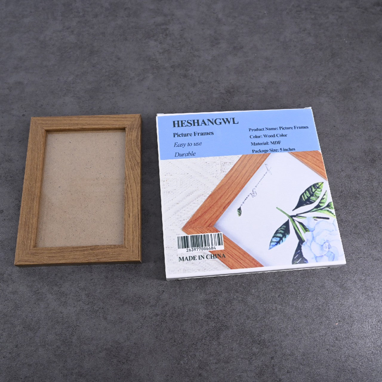 HESHANGWL 5 Inches MDF Photo Frame Picture Frame  In Wood Color for Room Ornament