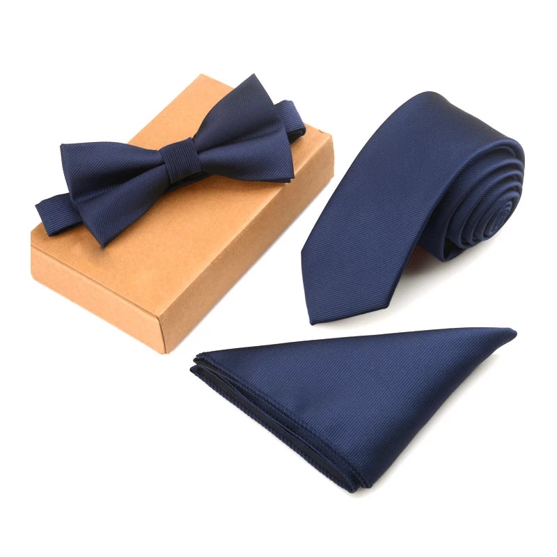 New Arrivals Slim Tie Set Men Bow Tie and Pocket Square Bowtie Necktie