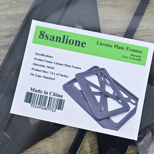 8sanlione Black License Plate Frame Automotive Accessories