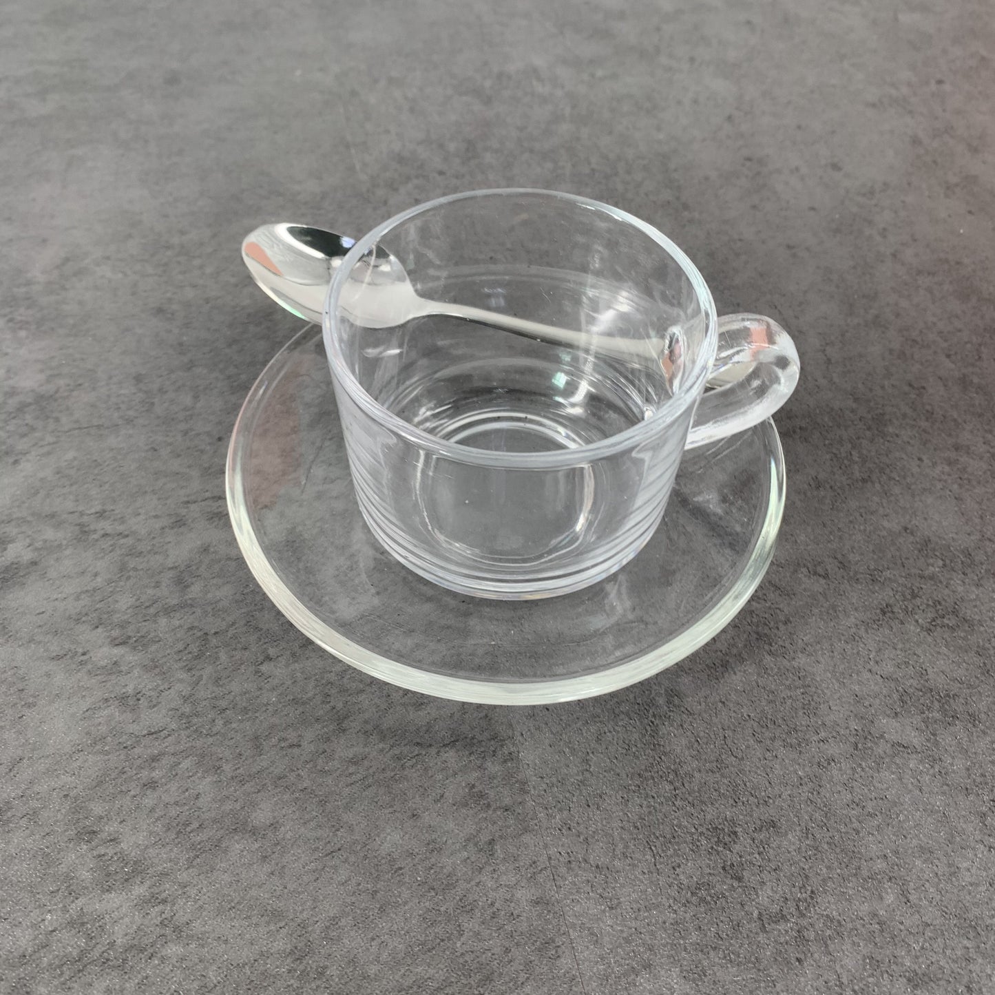 MCDKBLK Transparent Glass Coffee Cup Flower Tea Cup with Handle Cafe Simple Glass Cup and Saucer Household Set