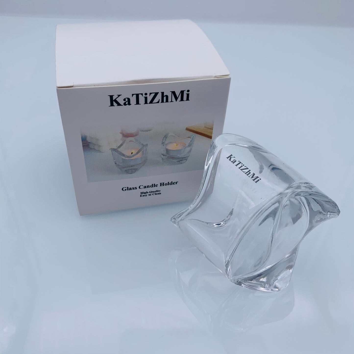 KaTiZhMi Glass Candlesticks Holder Fine Transparent Crystal Glass Candlestick Dining Home Decoration