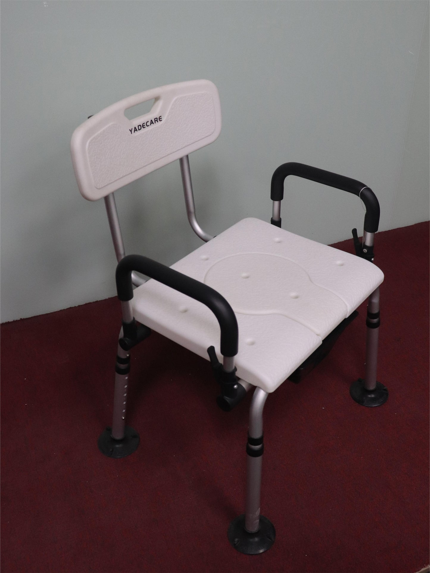 YADECARE Backrest Shower Chair with Armrests, Bathroom Chair Aluminum with Back White