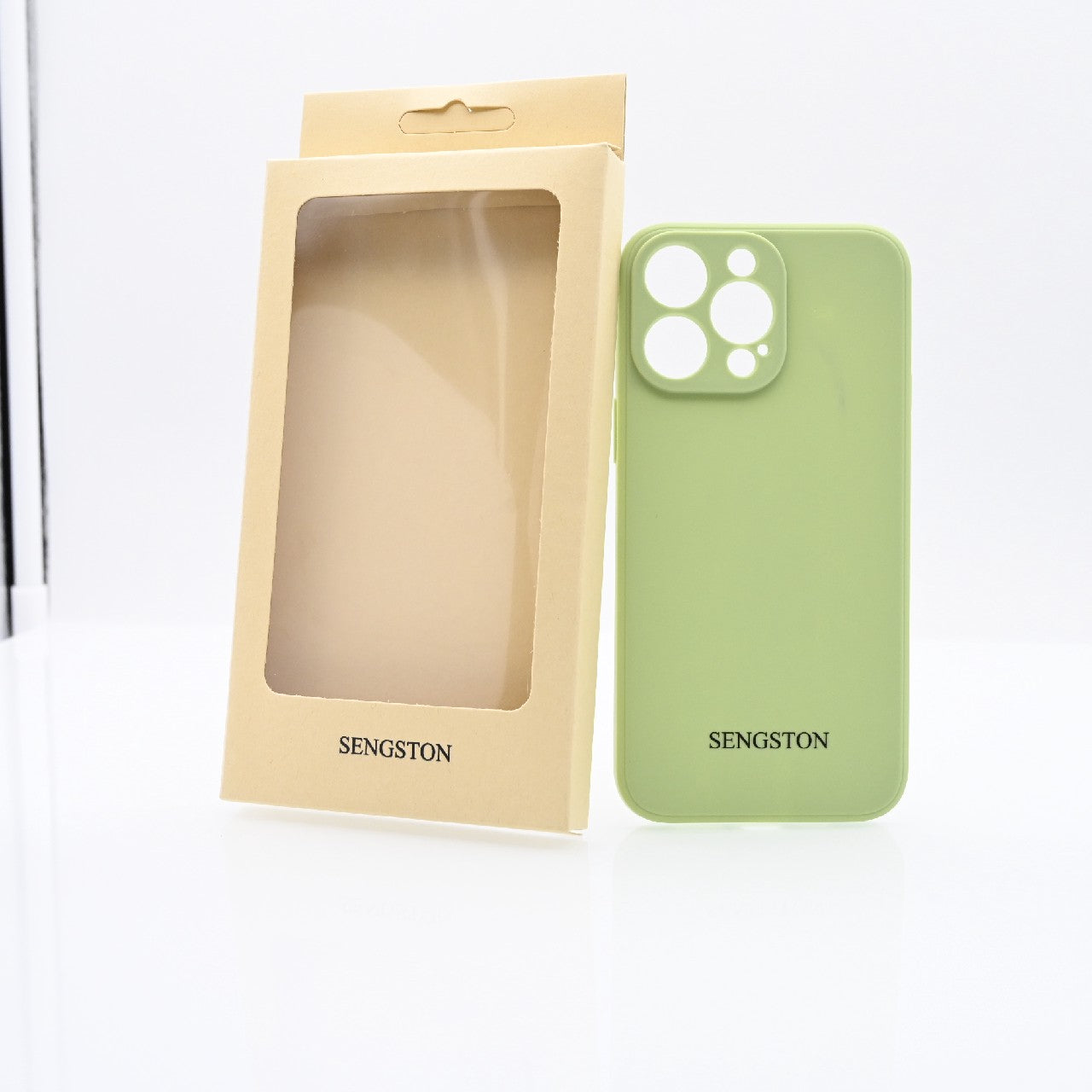 SENGSTON Green Liquid Silicone Cell Phones Protective Cases for iPhone 14 Pro