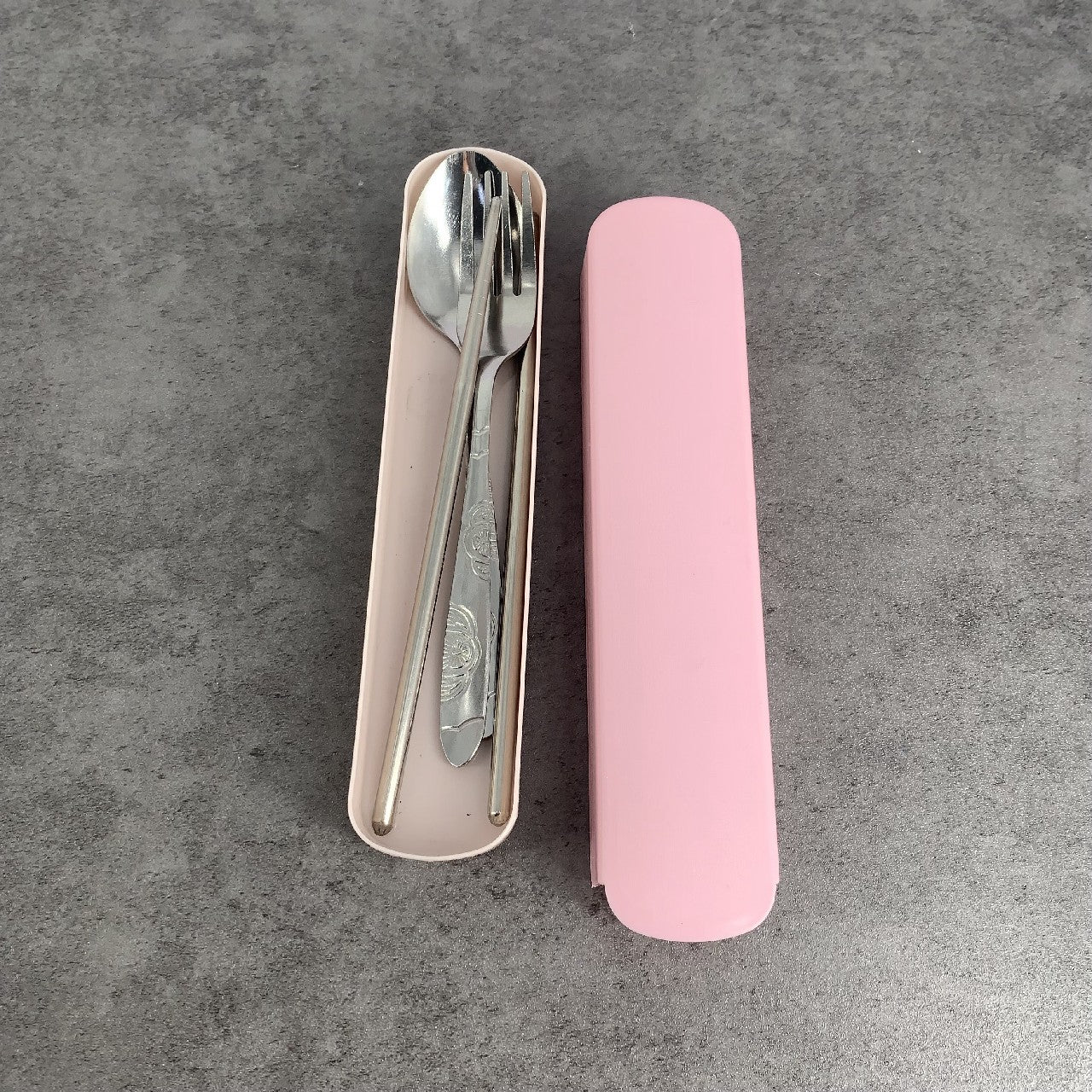 LUFINIKA Portable Cutlery Set 3 Sets Reusable Stainless Steel Tableware In Pink