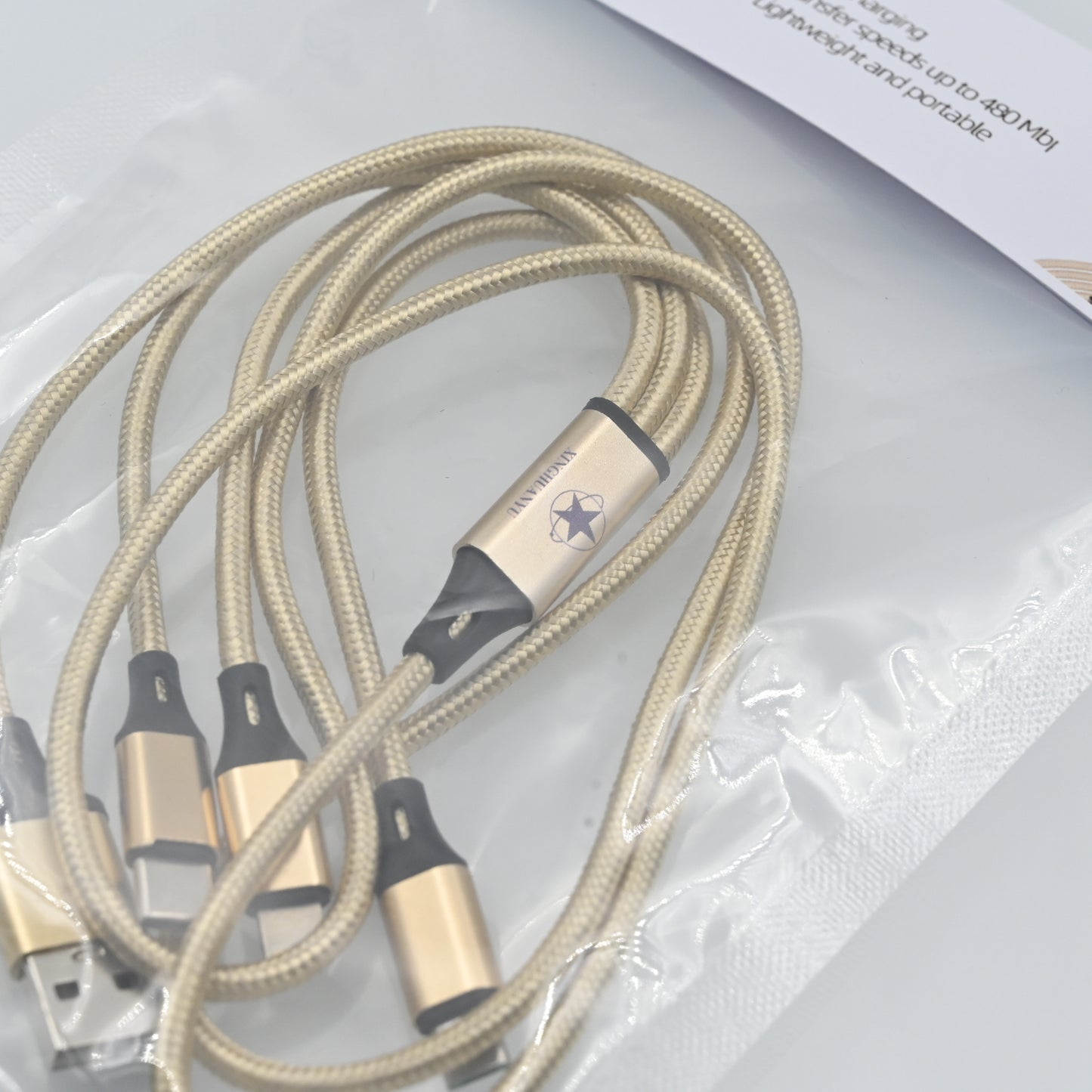 xinghuanyu Data Cables 3 in 1 Fast Charging Cables in Golden