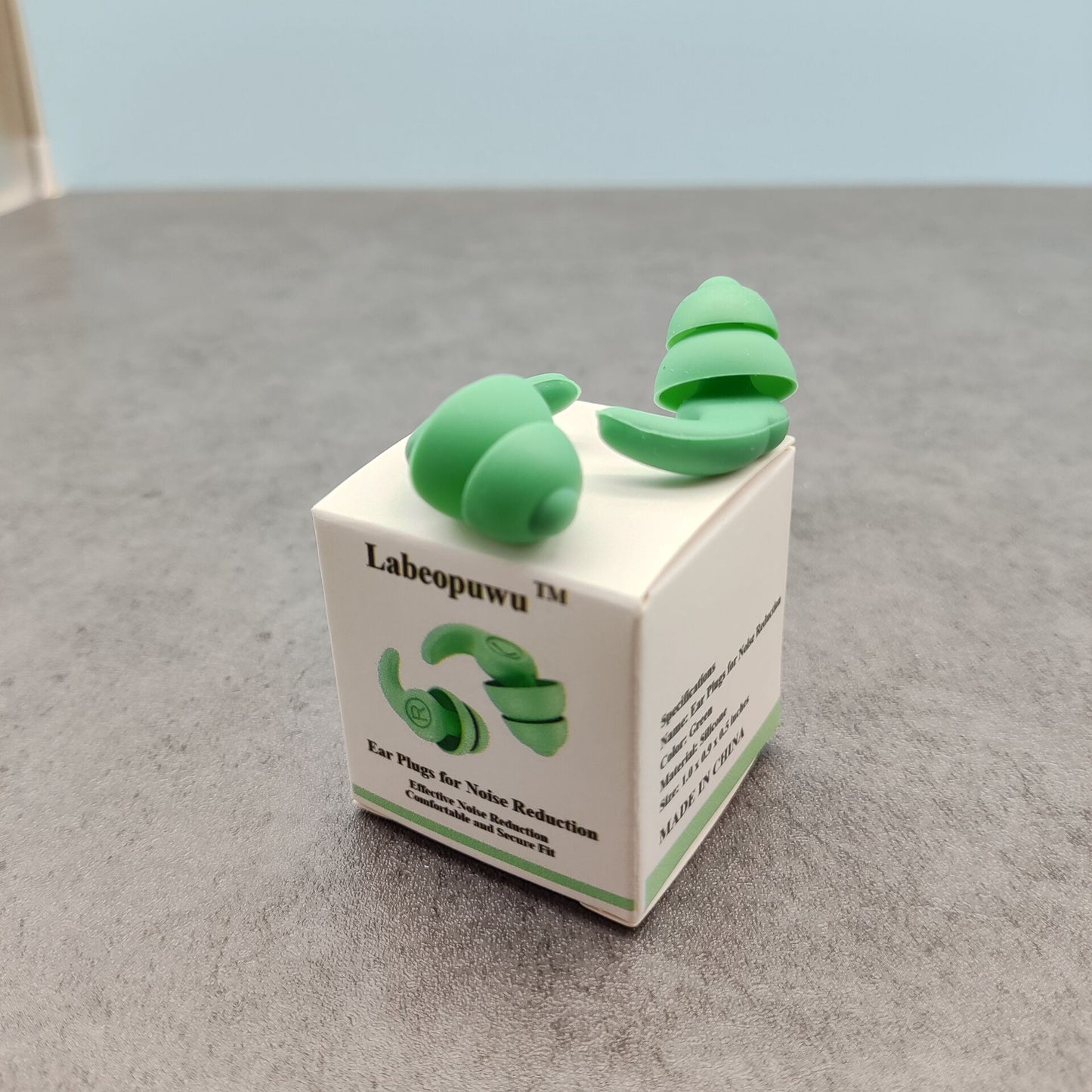 Labeopuwu Green Silicone Ear Plugs for Noise Reduction for Sleep, Study, Work