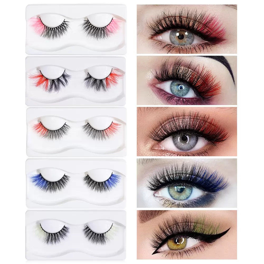 New Arrivals Colored Lashes Wispy Fluffy 3D Mink Lash Natural Long Faux Mink Eyelashes