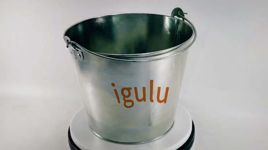 igulu Durable Round Bucket Steel Drum, 4 quarts, Silver