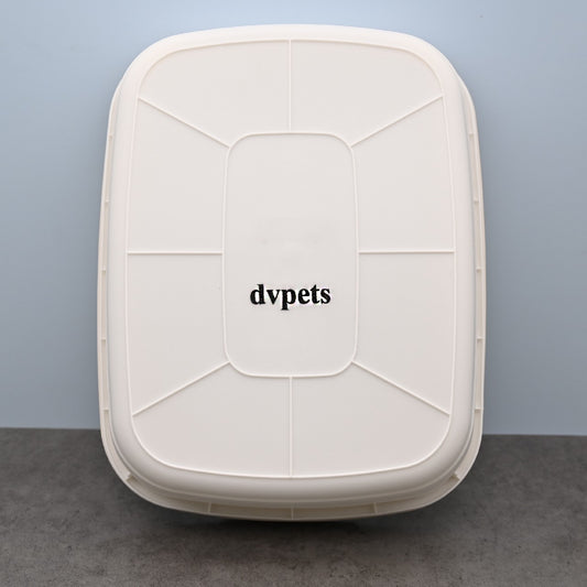 dvpets PP Cat Litter Box with Filter Sand Pedal Odor-Resistant Beige and White