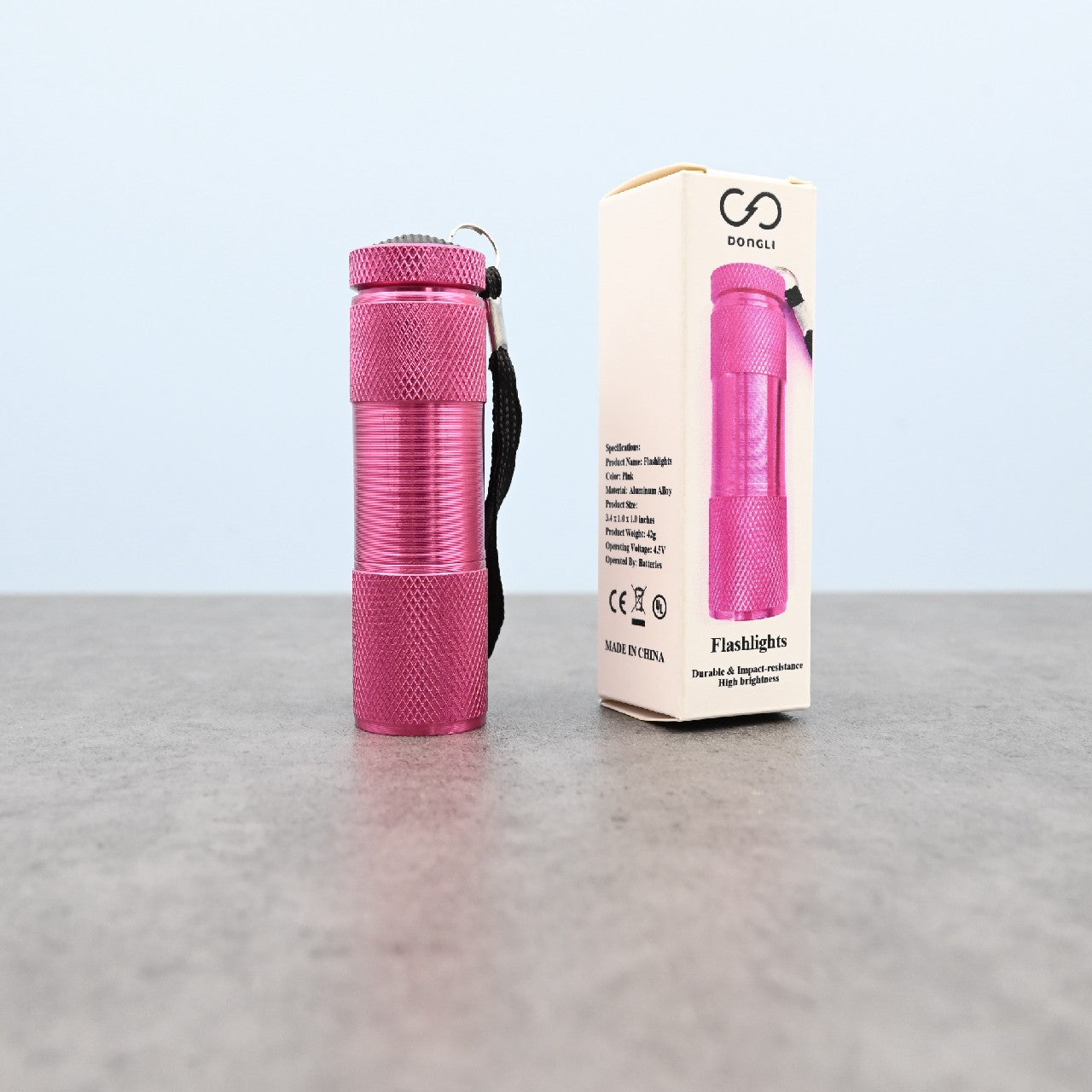 DONGLI Mini Portable Aluminum Alloy LED Flashlights for Camping Emergency Everyday Use In Pink