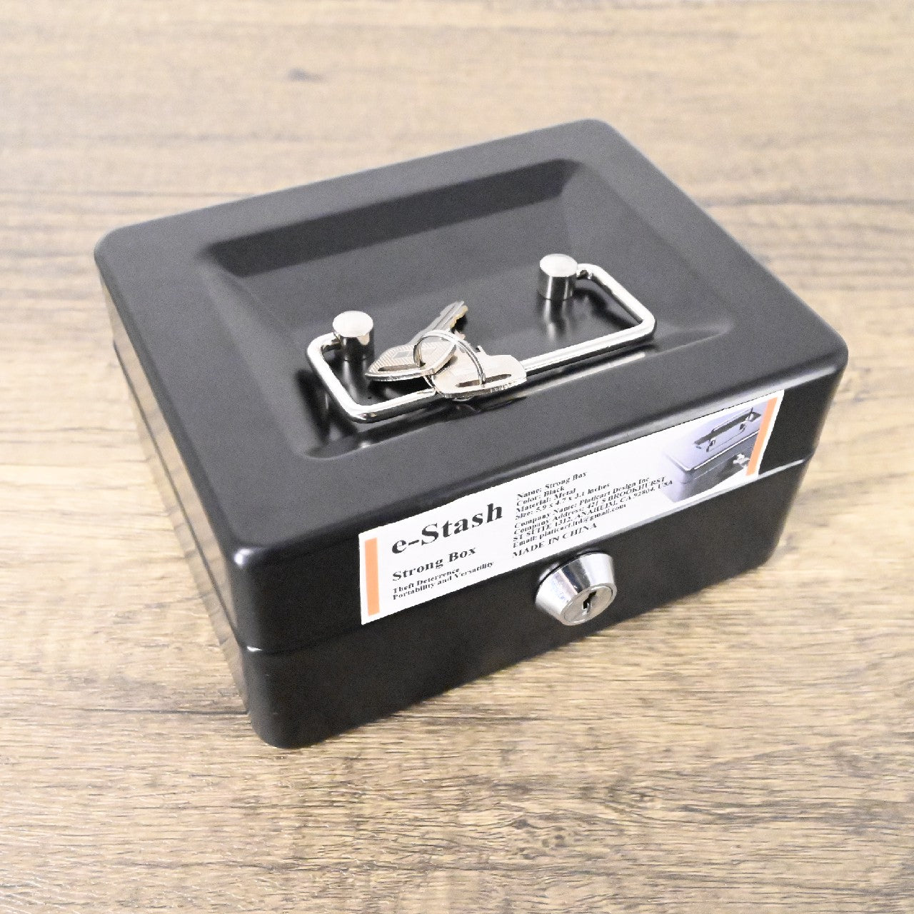 e-Stash Black Metal Strong Boxes with Lock Small Safe for Home and Office