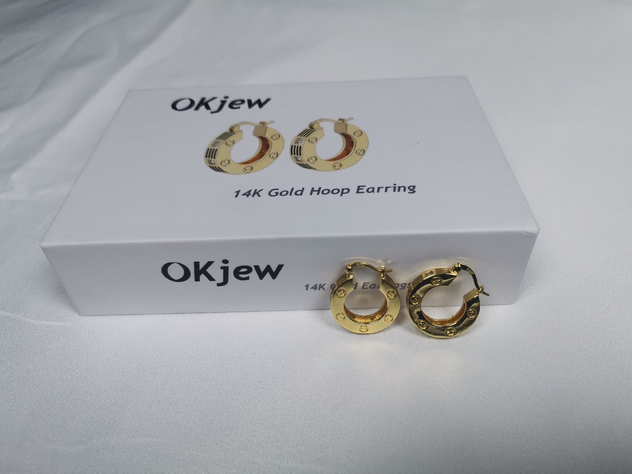 Okjew 14K Gold Elegant Hoop Earrings For Women Girls