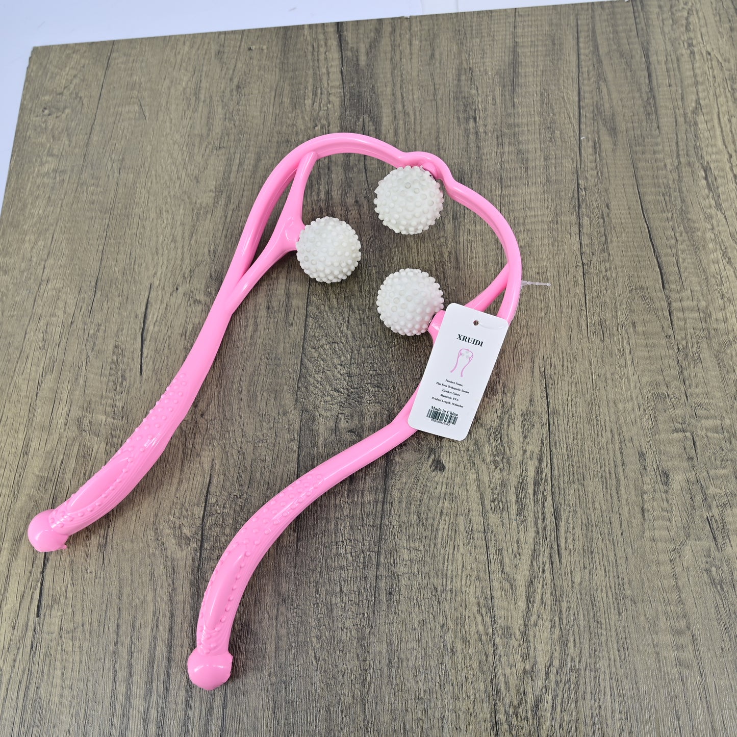 XRUIDI Manual Neck Massager With 3 Ball Massage Points, Roller Massager in Pink