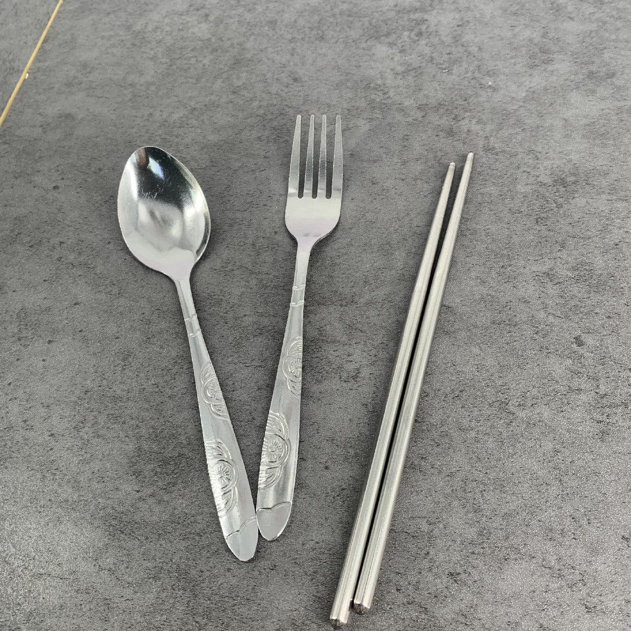 LUFINIKA Portable Cutlery Set 3 Sets Reusable Stainless Steel Tableware In Pink