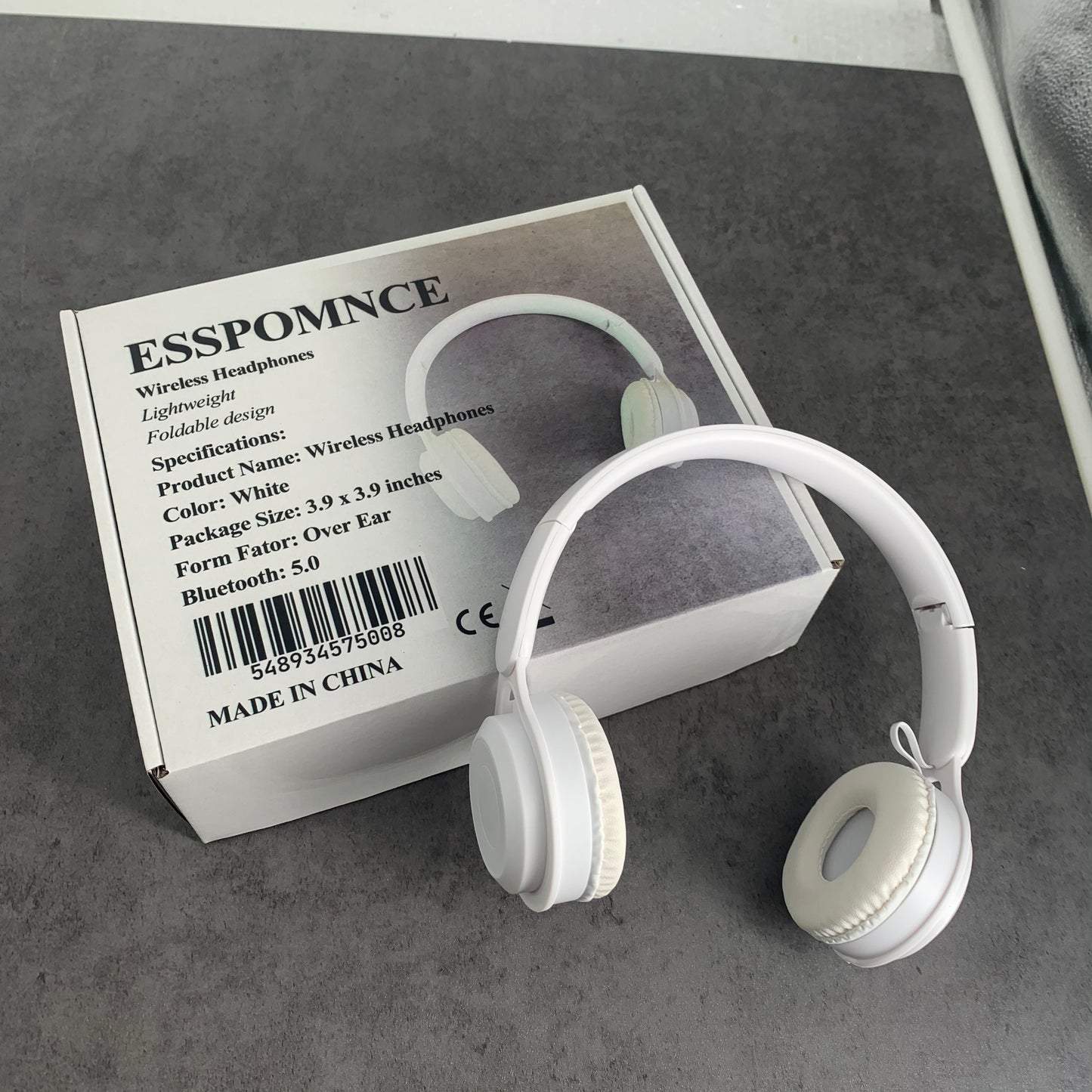 ESSPOMNCE Wireless Stereo Headset Noise Cancelling Earphone Headphone in White