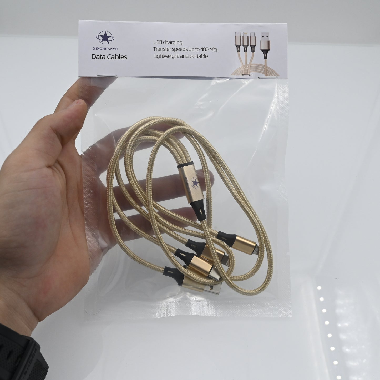 xinghuanyu Data Cables 3 in 1 Fast Charging Cables in Golden